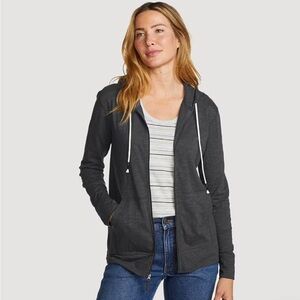 NWT Eddie Bauer Legend Wash Slub Full-Zip Hoodie Carbon Grey Soft Textured